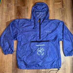 Vtg SONY HandyCam "Take Your Best Shot" Anorak Hooded WindBreaker Rain Jacket XL